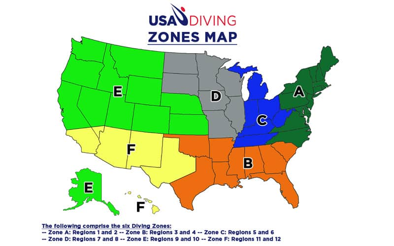 USA Diving Region and Zone Maps